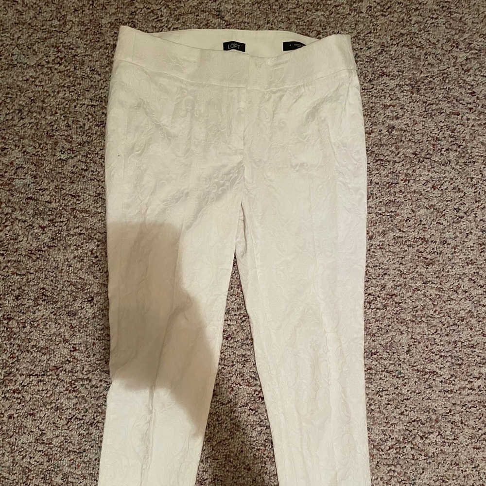 Loft White Dress Patterned Pants